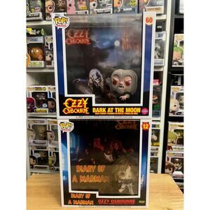 2 Ozzy Osbourne Funko Pop Albums Diary Madman FLOCKED (FUZZY) Bark Moon #12 #60